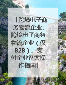 跨境电子商务物流企业、跨境电子商务物流企业（仅B2B）、支付企业备案操作指南